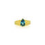 Pear-shaped aquamarine ring, 1.34 cts, on a 18k yellow gold double tier three ribbon band. Ring is a size 6.75.
