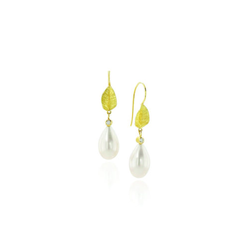 leaf and pearl earrings