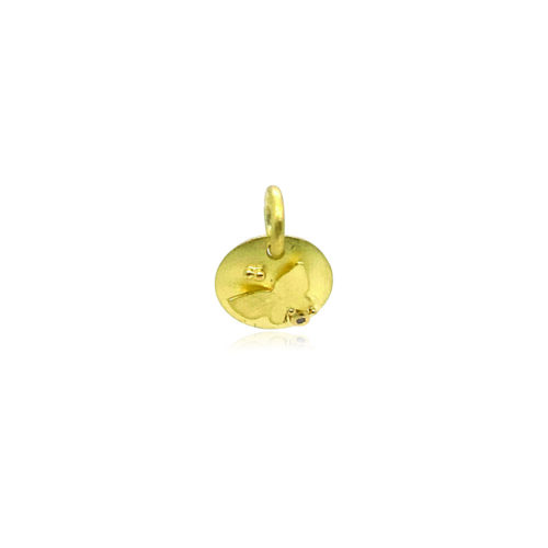 Hand-crafted 18k yellow gold butterfly pendant with diamond accent, 0.01ct. Pendant is 17mm long. **Chain sold separately**