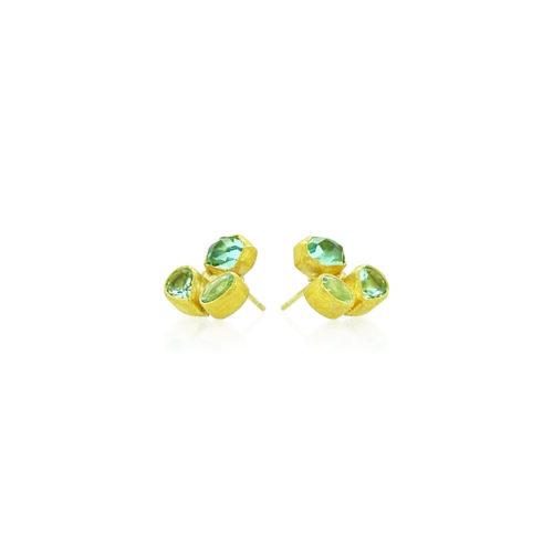 mixed shape aquamarine cluster earrings