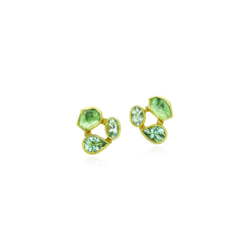 mixed shape aquamarine cluster earrings