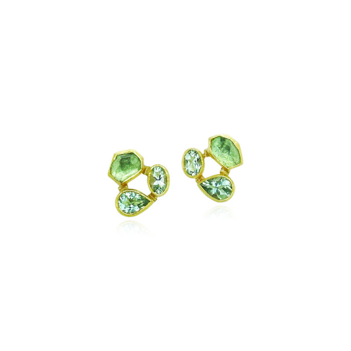 mixed shape aquamarine cluster earrings