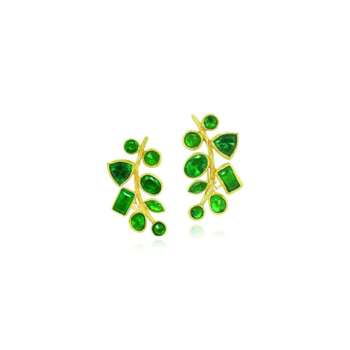 grape cluster earrings with emeralds