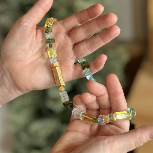 Beryl, aquamarine and tourmaline vario clasp necklace