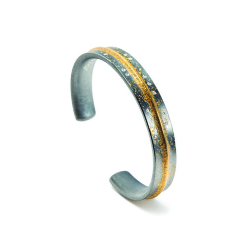 raised center rib cuff with diamonds
