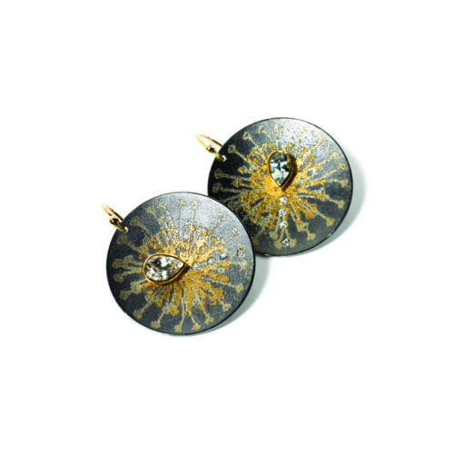 Dandelion earrings with light blue sapphires and diamonds