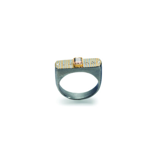 Emerald-cut champagne diamond ring