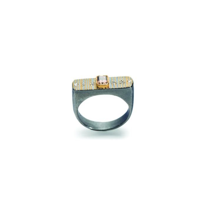 Emerald-cut champagne diamond ring