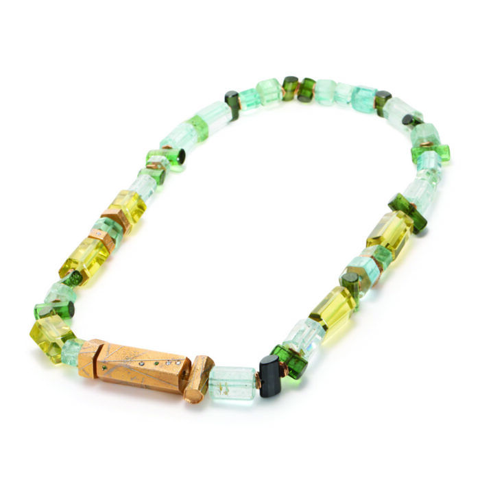 Aquamarine, beryl and tourmaline Vario Clasp neckalce