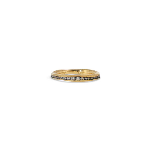 18 yellow gold irregular ring with channel set diamonds