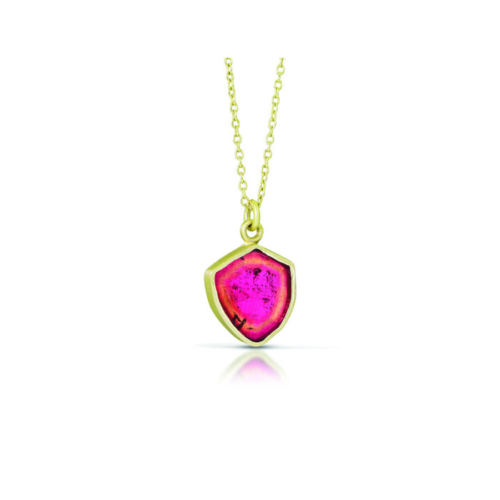 magenta tourmaline slice pendant