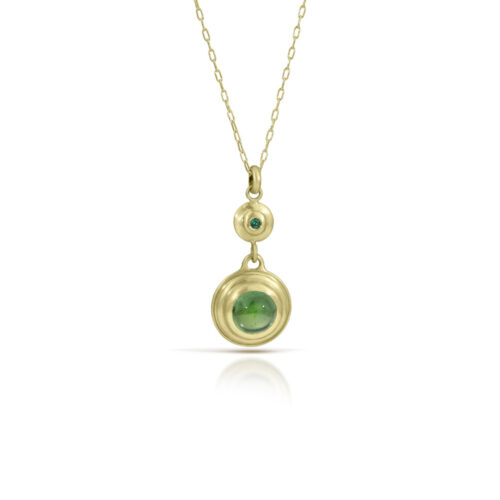 Saturn Necklace with Green Tourmaline
