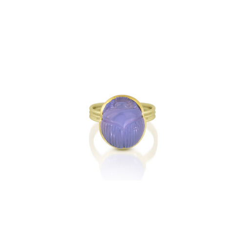 Carved Chalcedony scarab ring