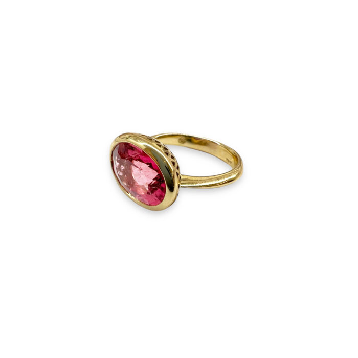 pink tourmaline ring with crownwork