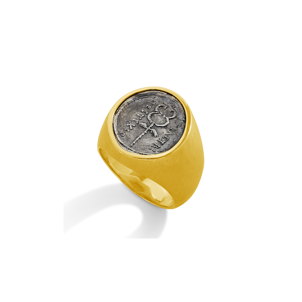 Caduceus coin ring