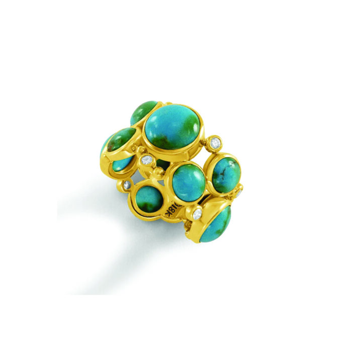 Sonoran Turquoise ring with diamonds