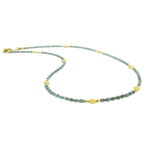 faceted grey diamond bead necklace