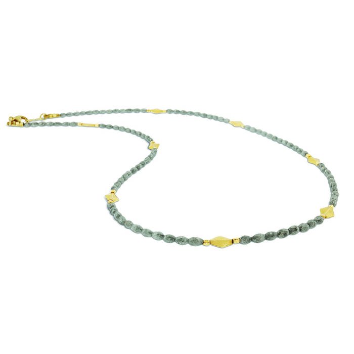 faceted grey diamond bead necklace