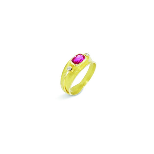 blades of grass ring with purple sapphire