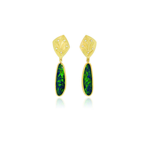 Shield Earrings with Australian Boulder Opals