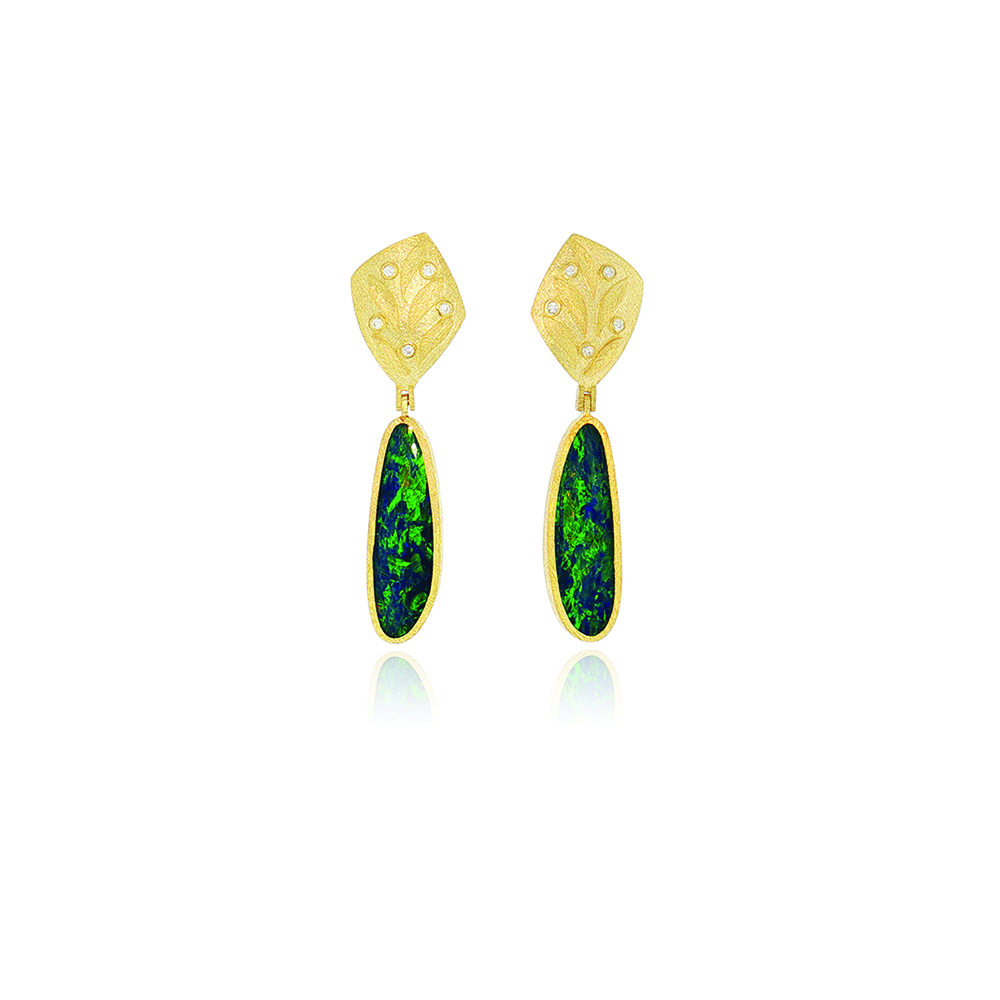 Shield Earrings with Australian Boulder Opals