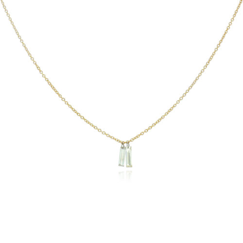 Double Free-Set baguette diamond necklace