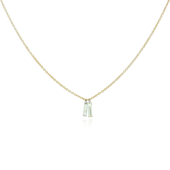 Double Free-Set baguette diamond necklace