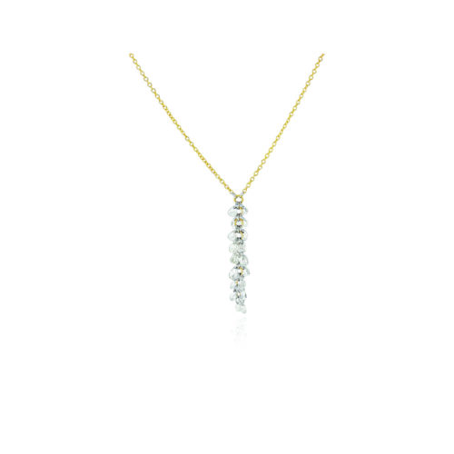 Cascading pear-shaped rosecut diamond cluster pendant