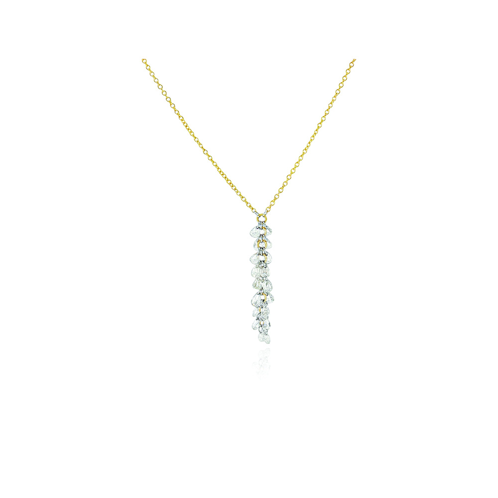 Cascading pear-shaped rosecut diamond cluster pendant