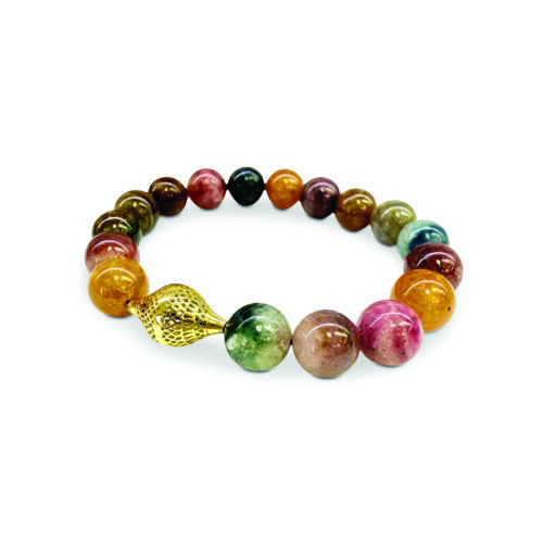 tourmaline stretch bracelet with crownwork finial