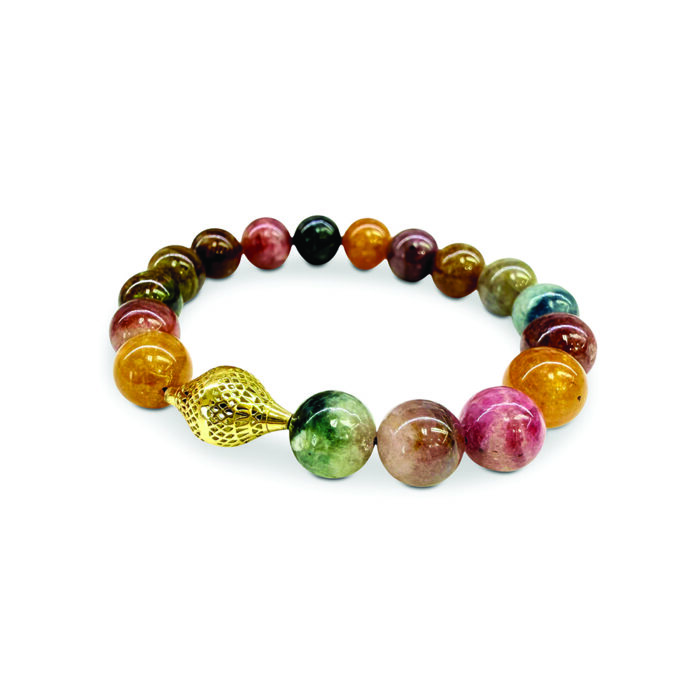 tourmaline stretch bracelet with crownwork finial