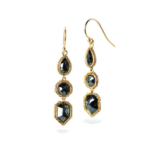 One of A Kind Triple Diamond Earrings